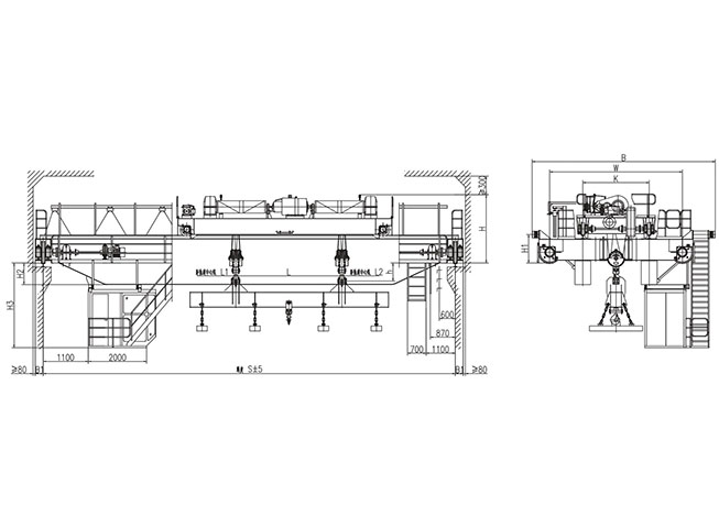  40t電磁掛梁橋式起重機(jī)（掛梁平行主梁）